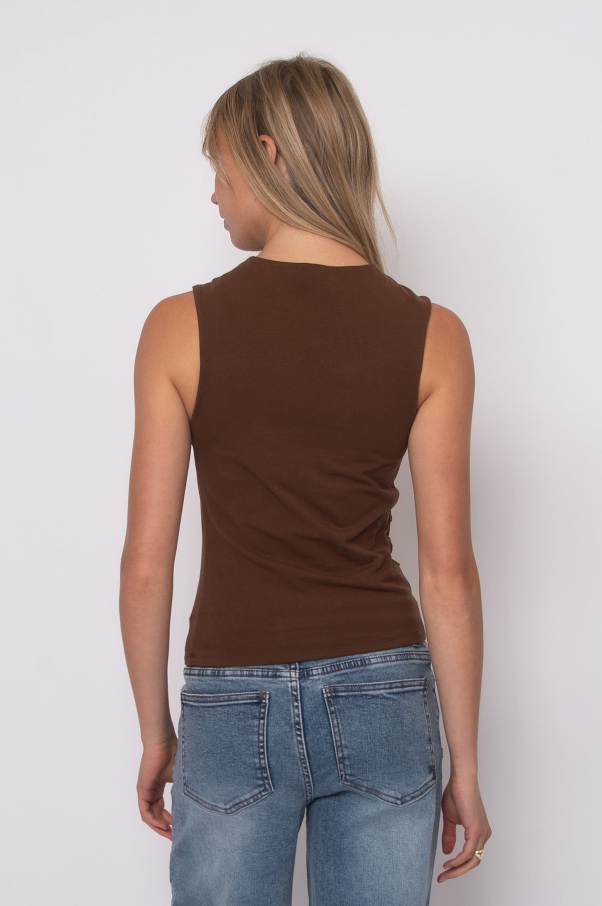 RURI COTTON SLEEVELESS DRAPED TOP