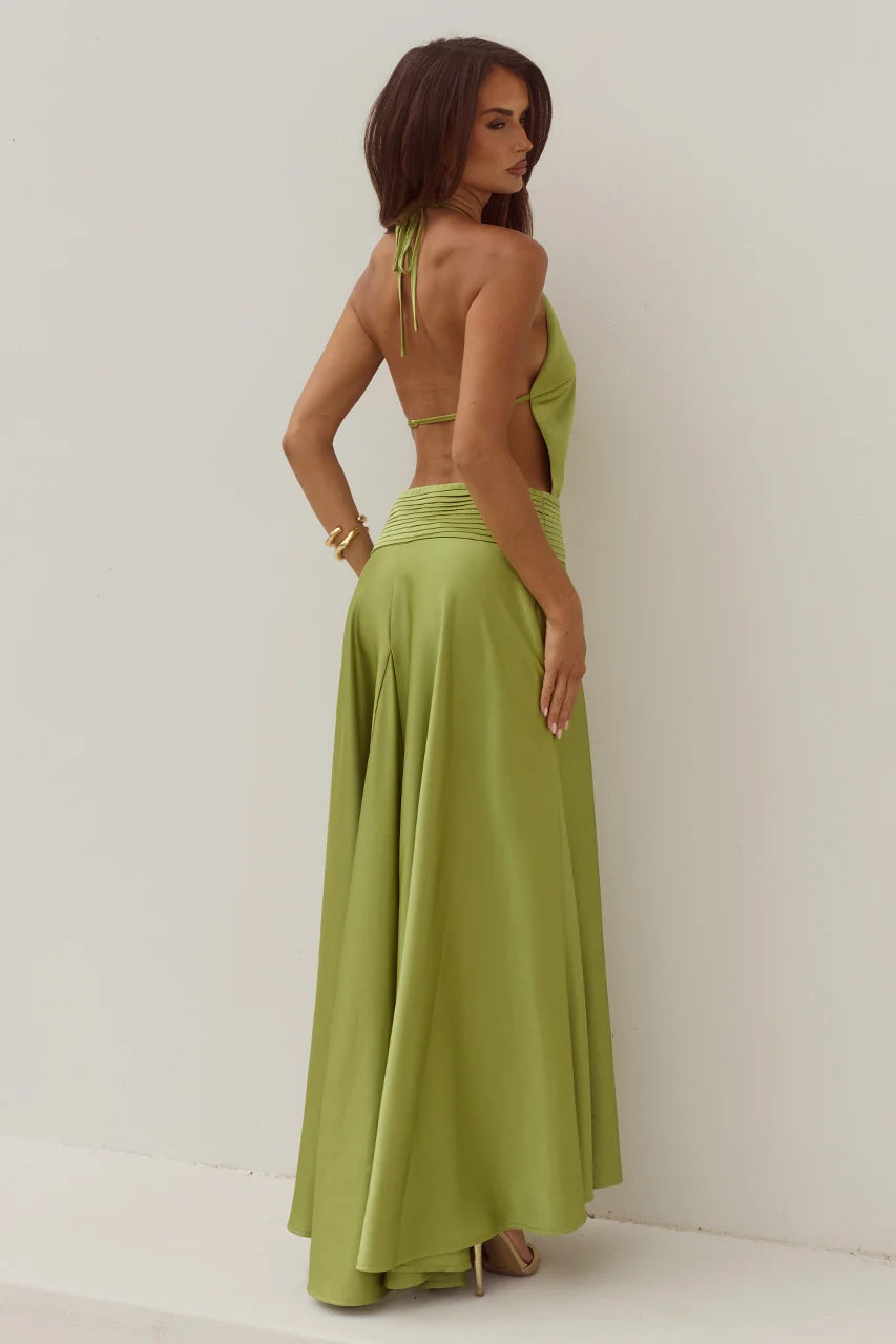 AMADINE DEEP V PLUNGE MAXI DRESS