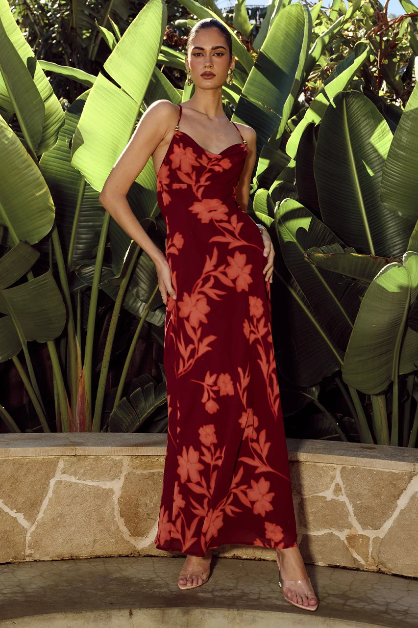 EVE COWL CROSS BACK MAXI DRESS