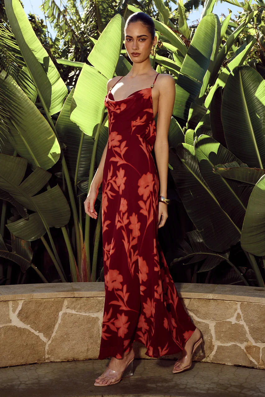 EVE COWL CROSS BACK MAXI DRESS