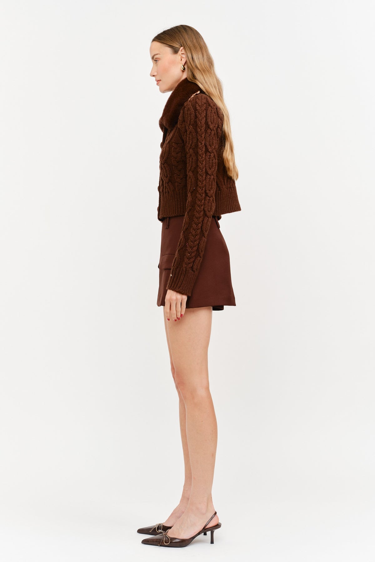 CHLOE FUR COLLARED CARDIGAN