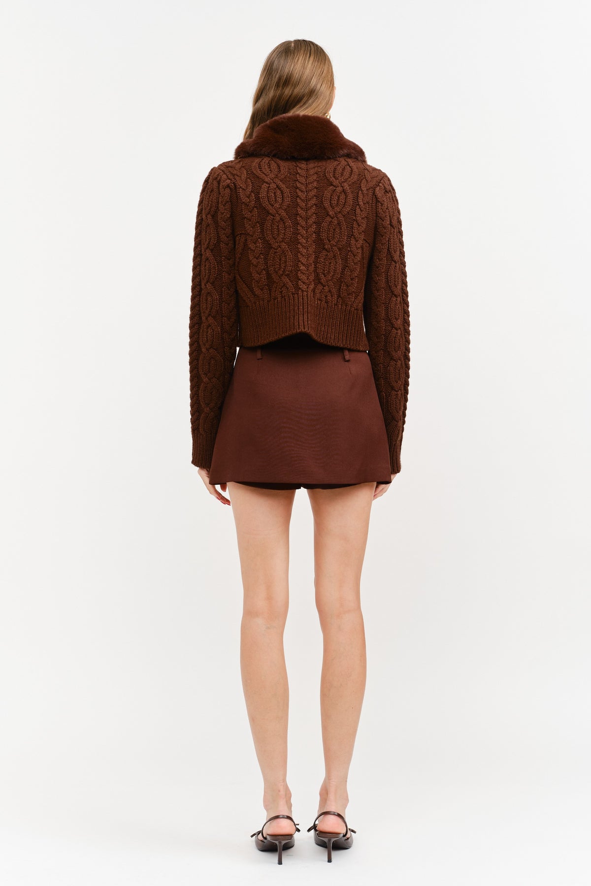 CHLOE FUR COLLARED CARDIGAN