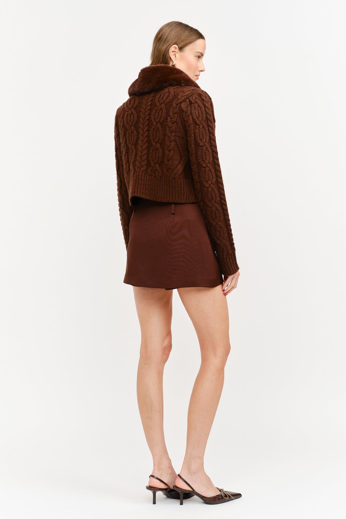CHLOE FUR COLLARED CARDIGAN