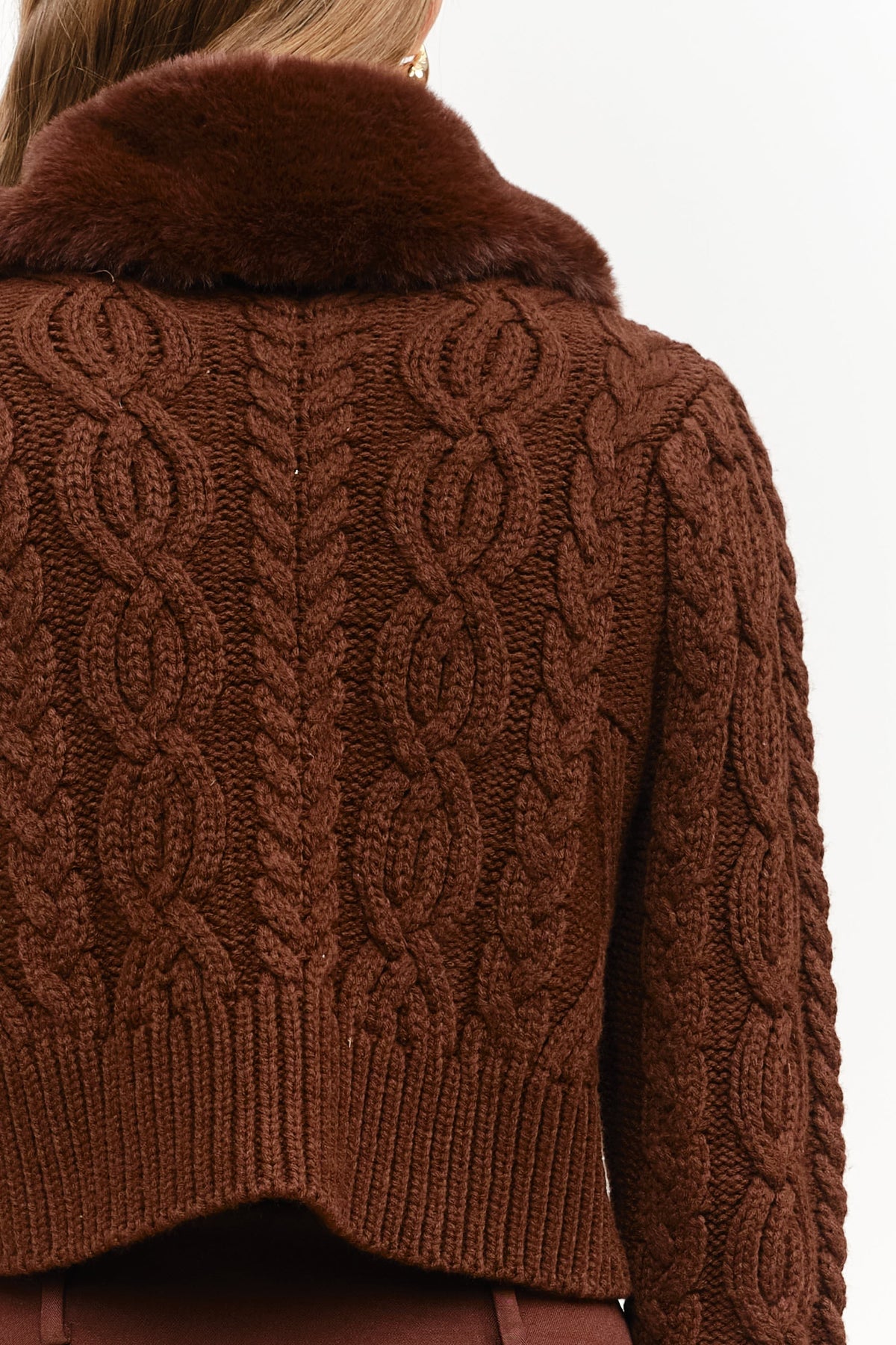 CHLOE FUR COLLARED CARDIGAN