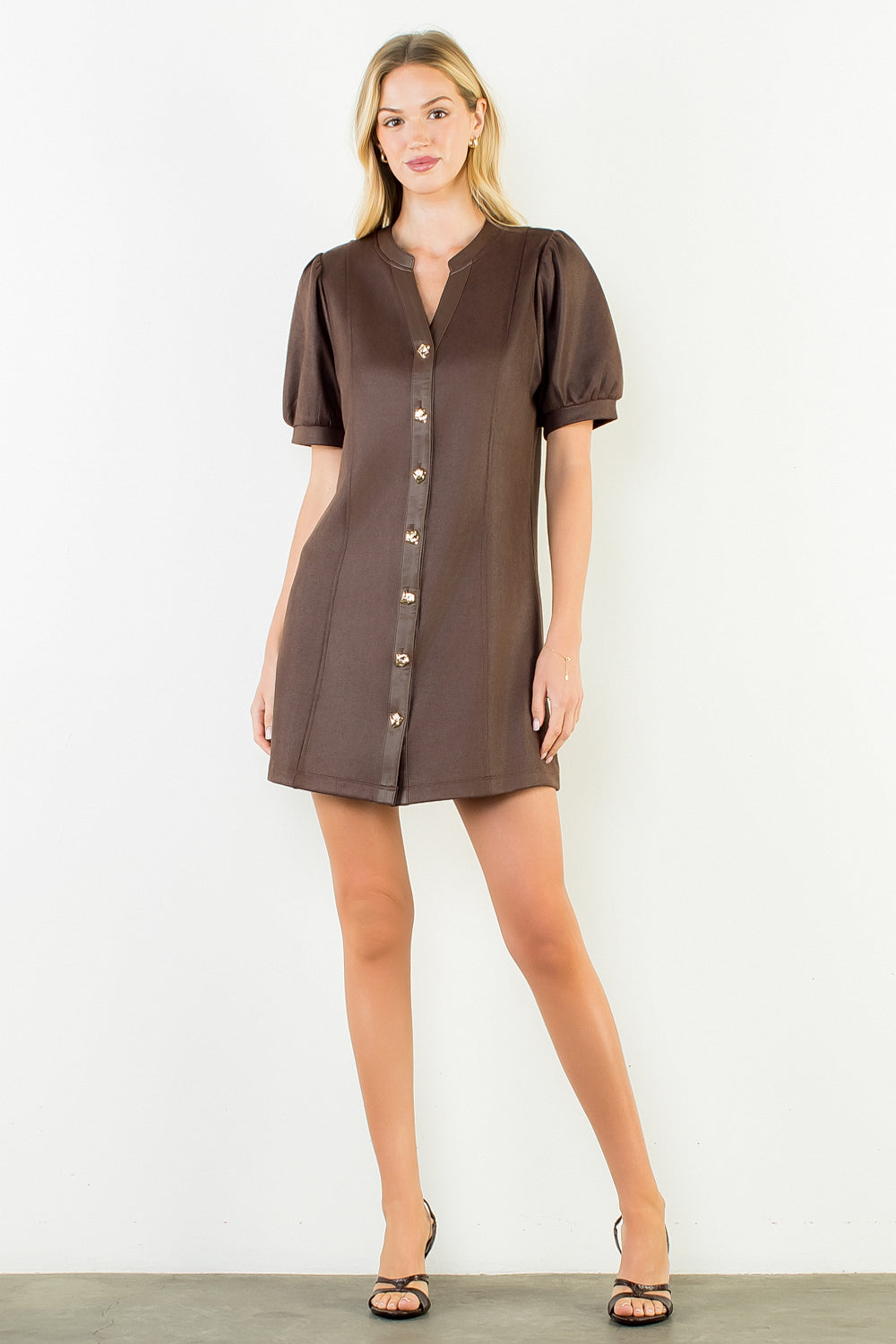 MAREN LEATHER MINI DRESS