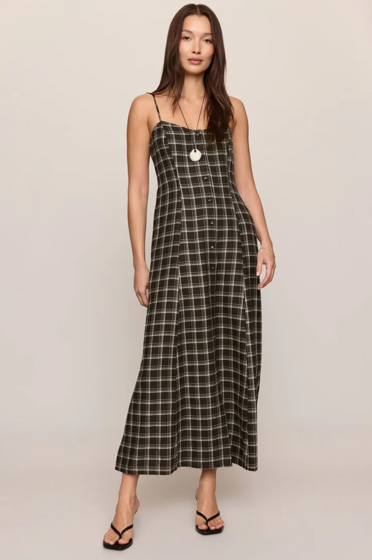 ANGEL EYES PLAID MIDI DRESS