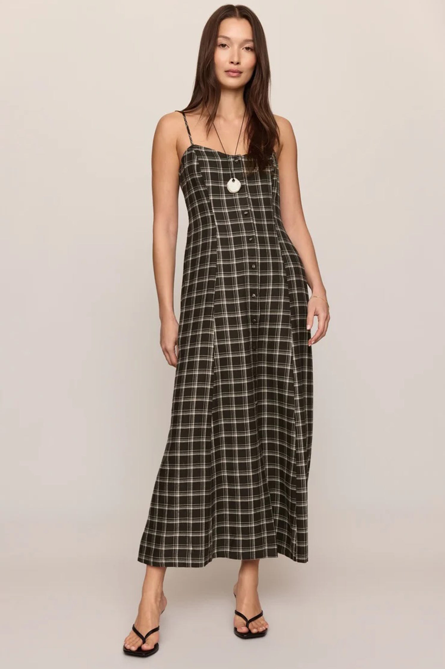 ANGEL EYES PLAID MIDI DRESS