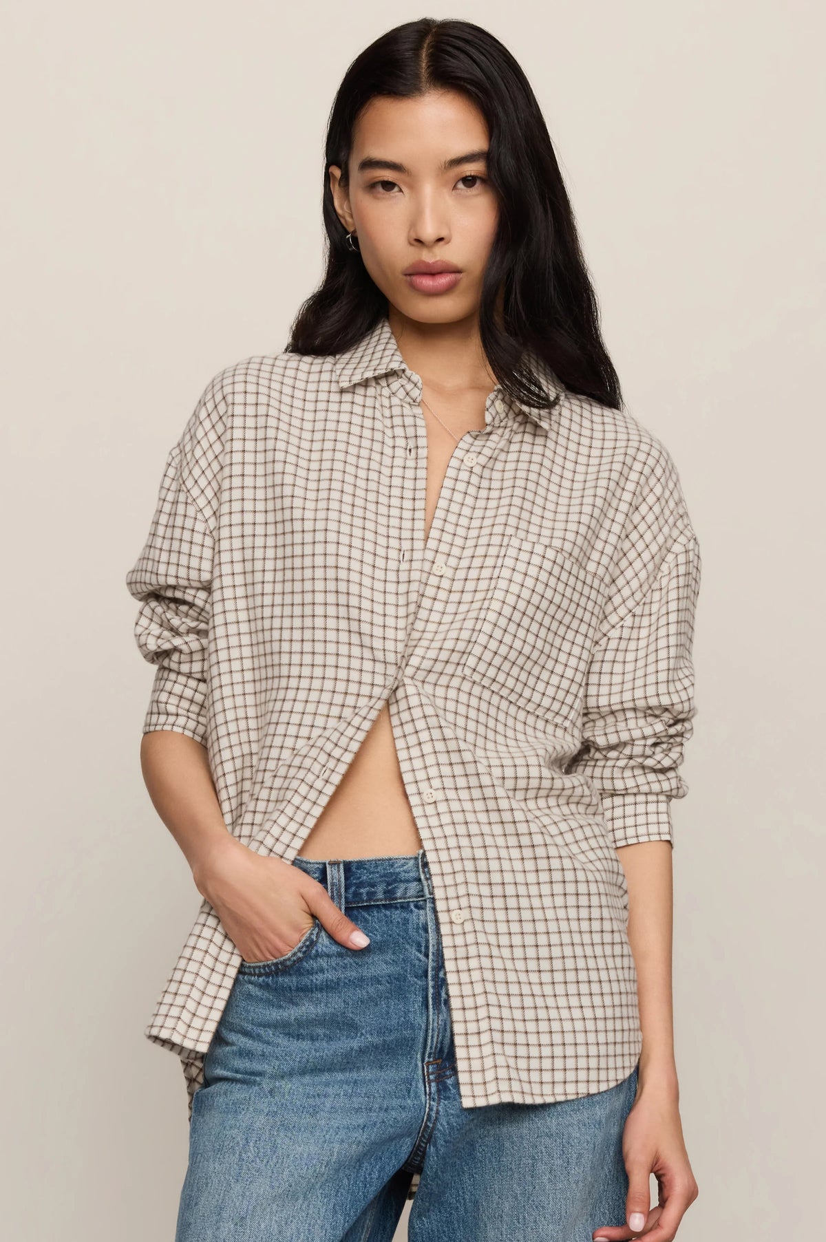 RIVER PLAID BUTTON UP