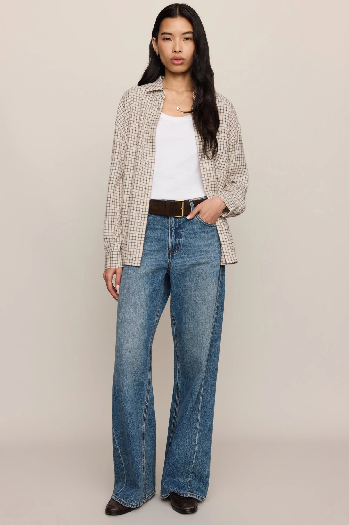 RIVER PLAID BUTTON UP