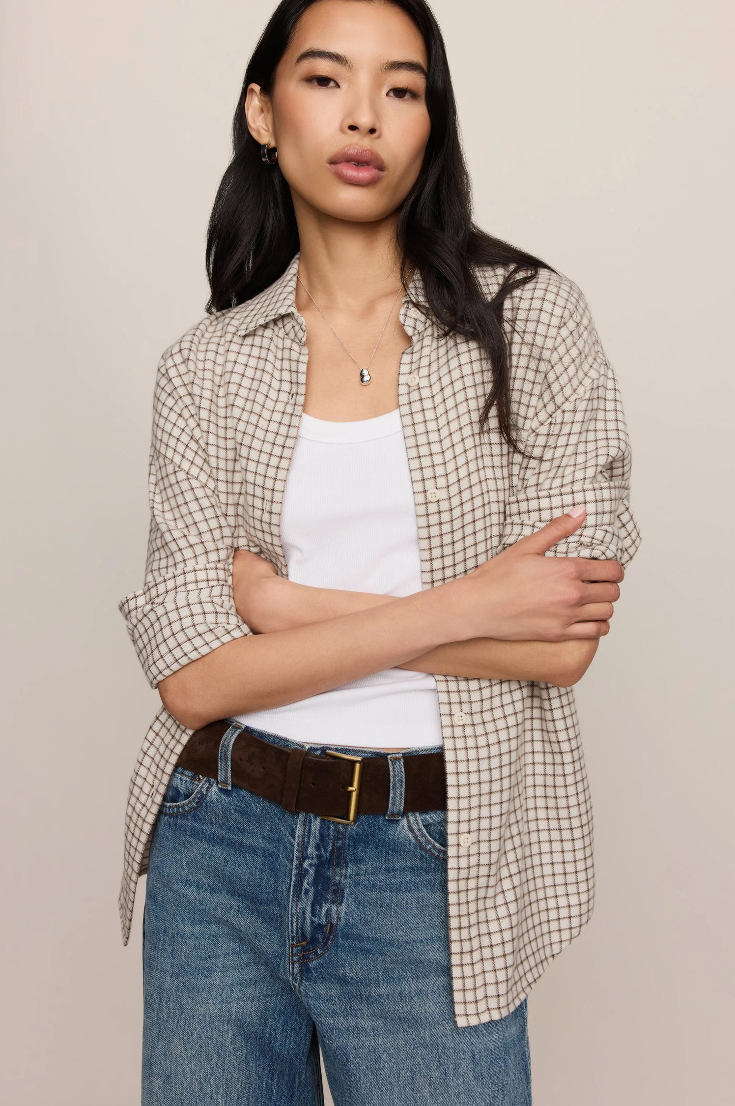 RIVER PLAID BUTTON UP