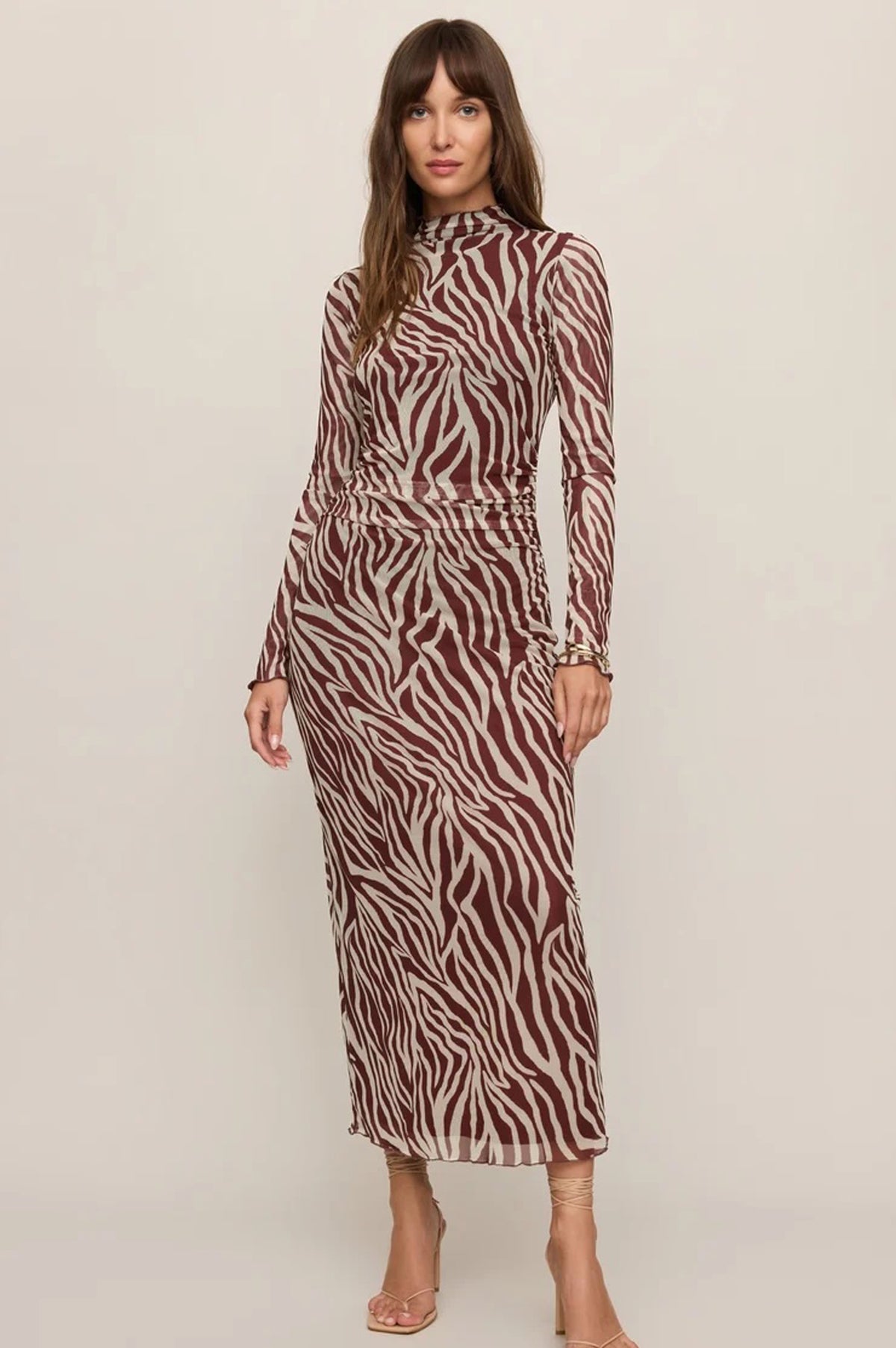 SEVILLA ZEBRA MESH MIDI DRESS