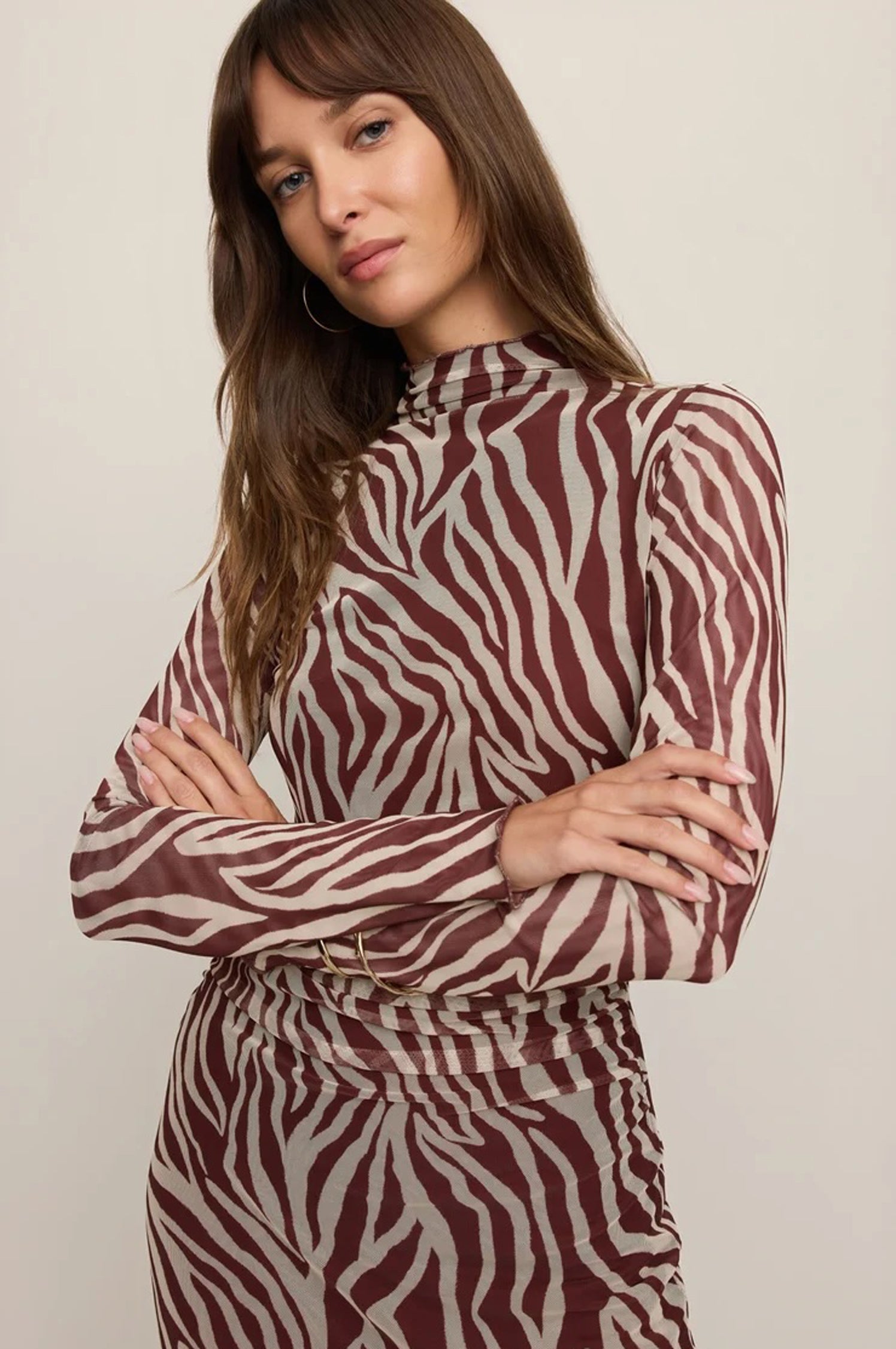 SEVILLA ZEBRA MESH MIDI DRESS